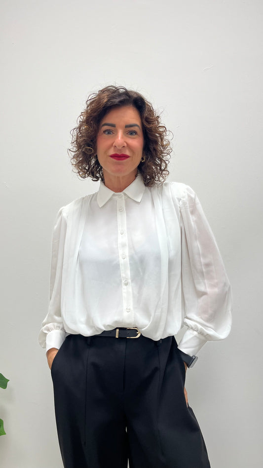 Camicia crop con spalline arricciate Extasy bianco