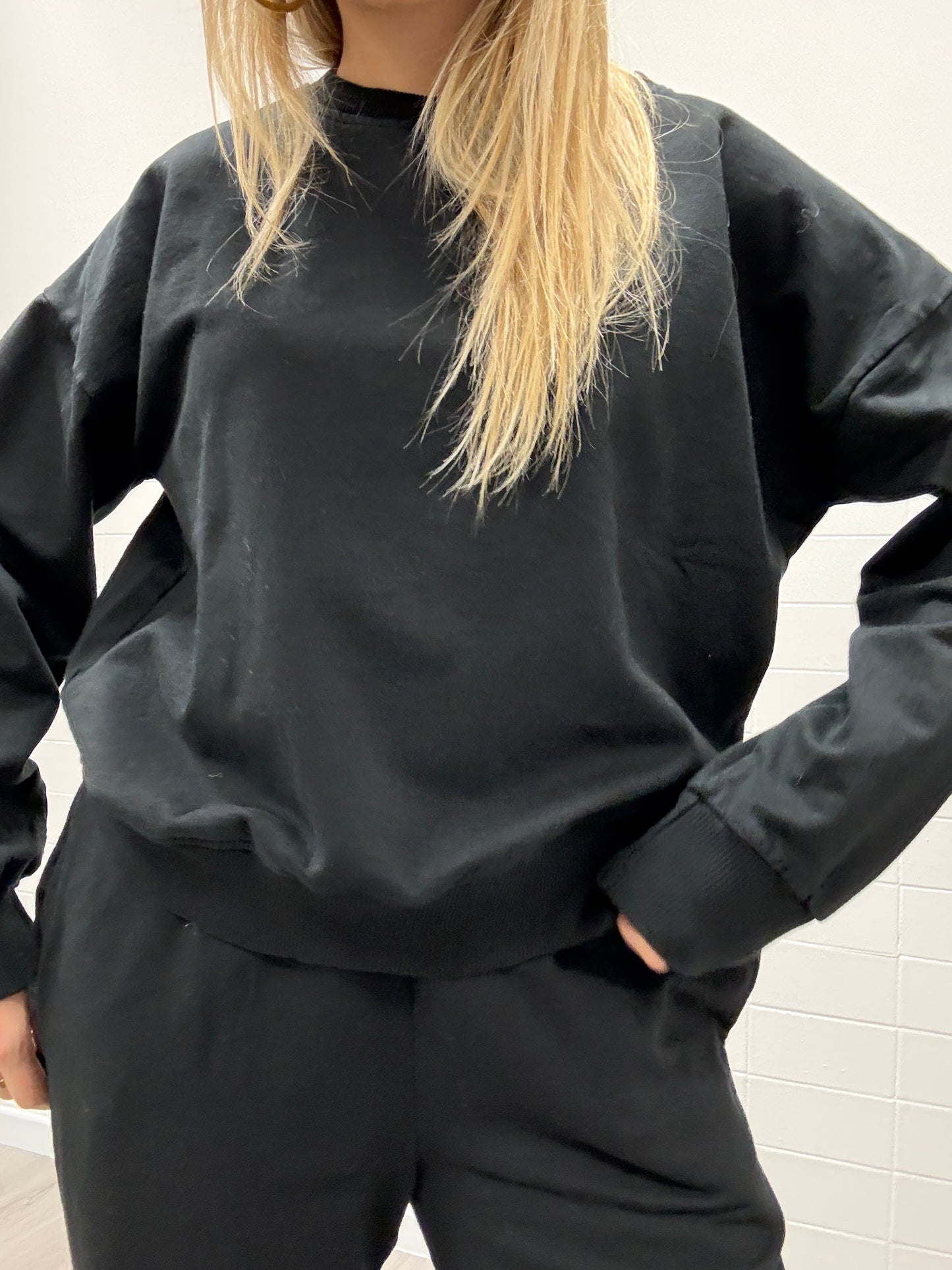 Tuta coordinato felpa + pantalone nero