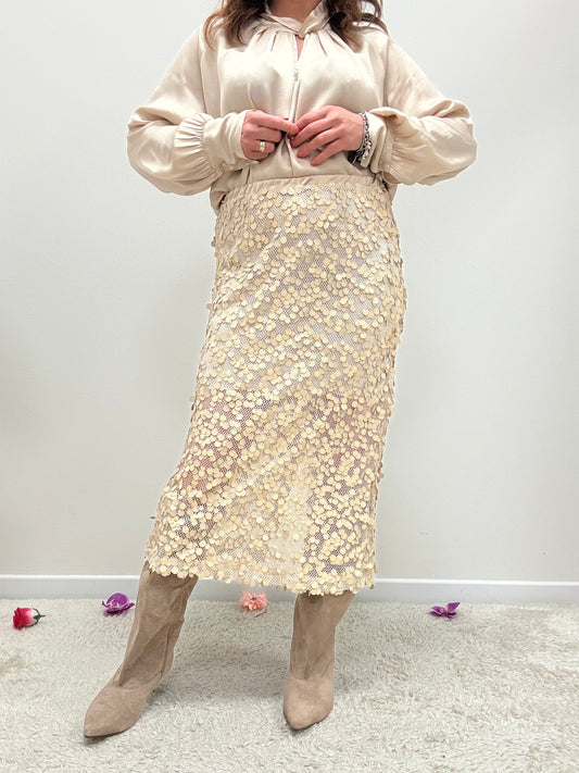 Gonna paillettes beige Haveone