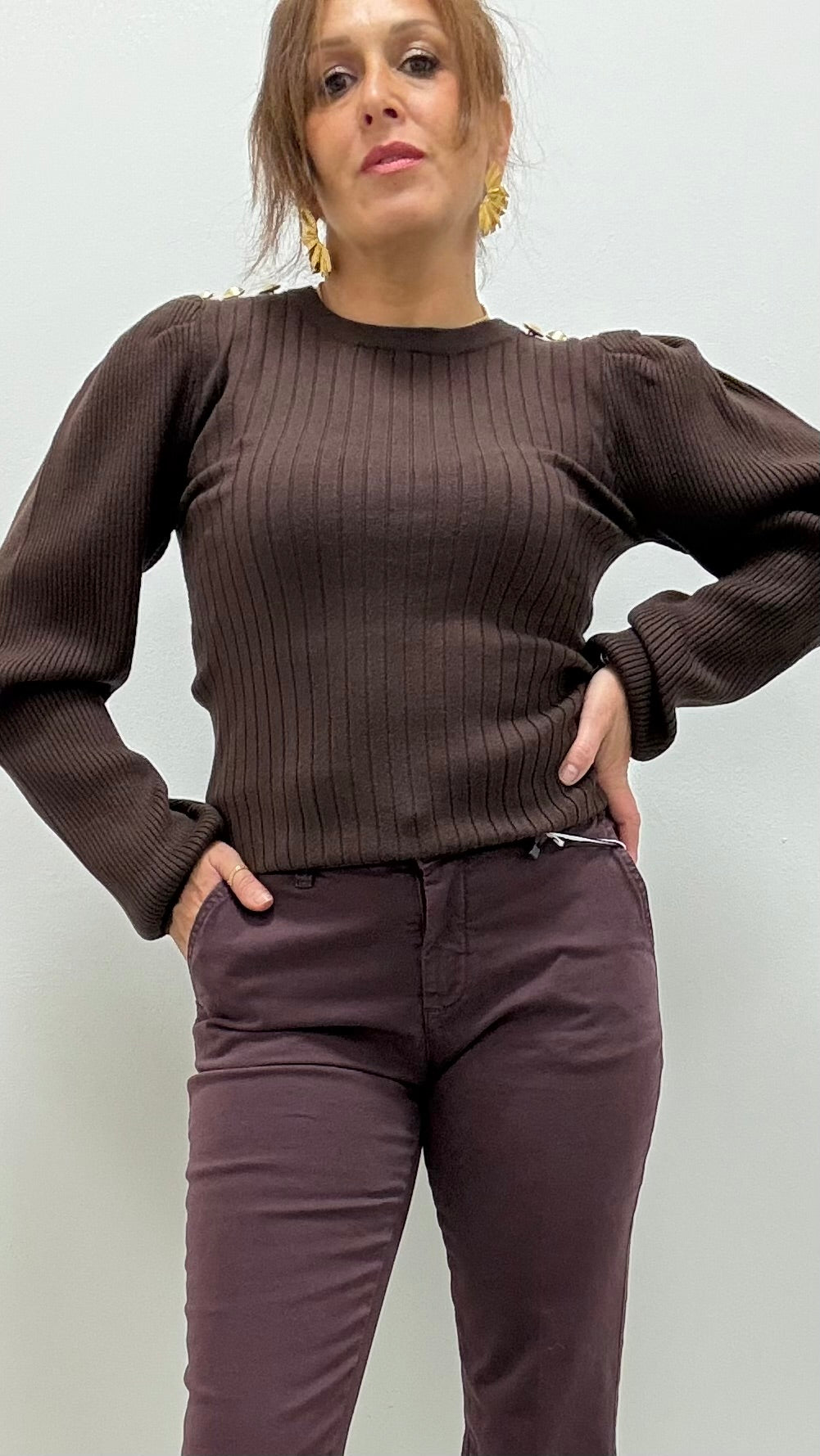 Maglia girocollo bottoni gioiello Extasy moro (Copia)