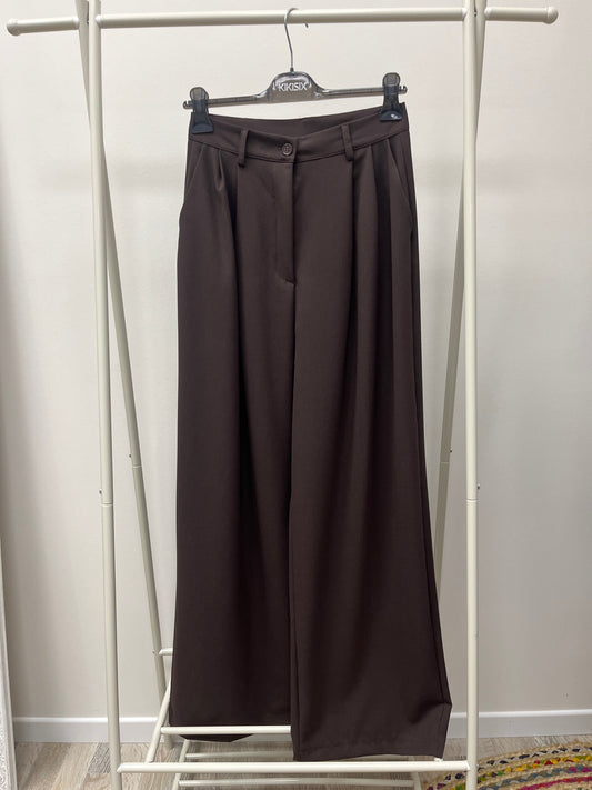 Kiki Six Pantalone Palazzo con Pinces Moro
