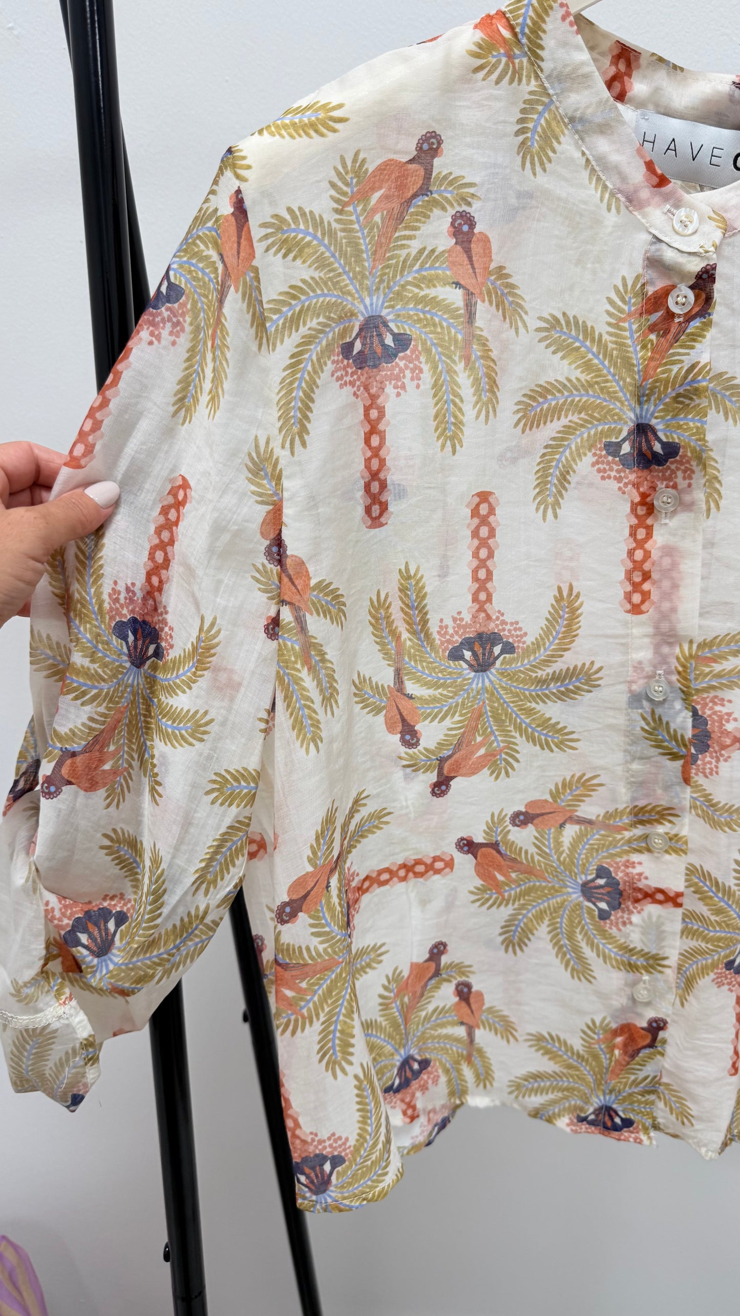 Camicia palme e pappagalli HaveOne CVS-Q495