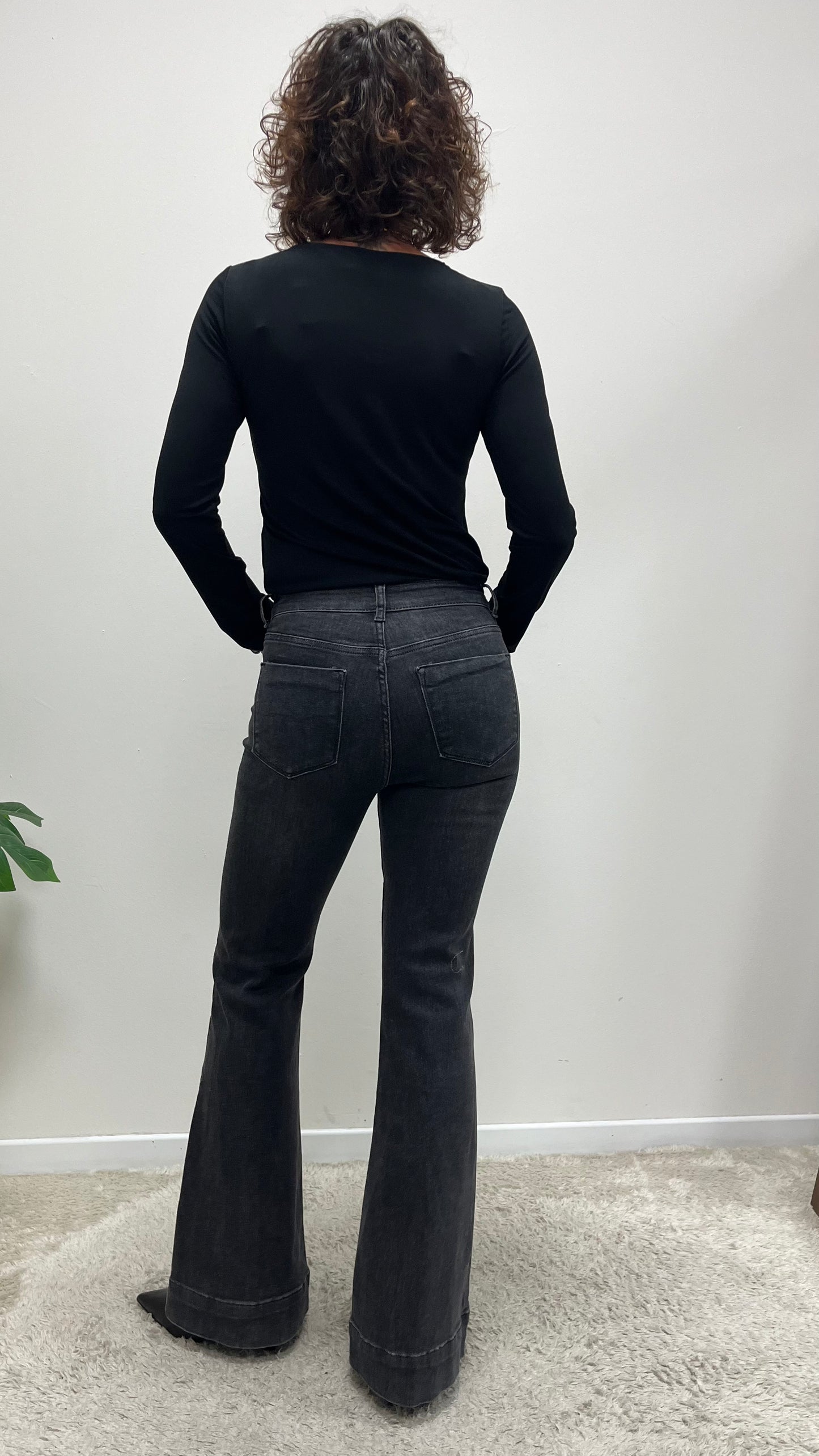 Pantaloni zampa jeans nero Extasy