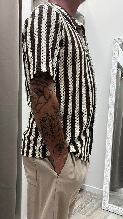Camicia Righe Traforata Burro Moro Imperial