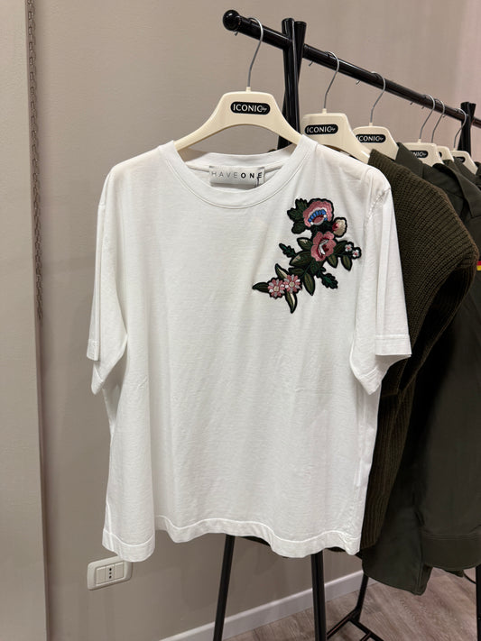 T-shirt scatola con rosa Haveone