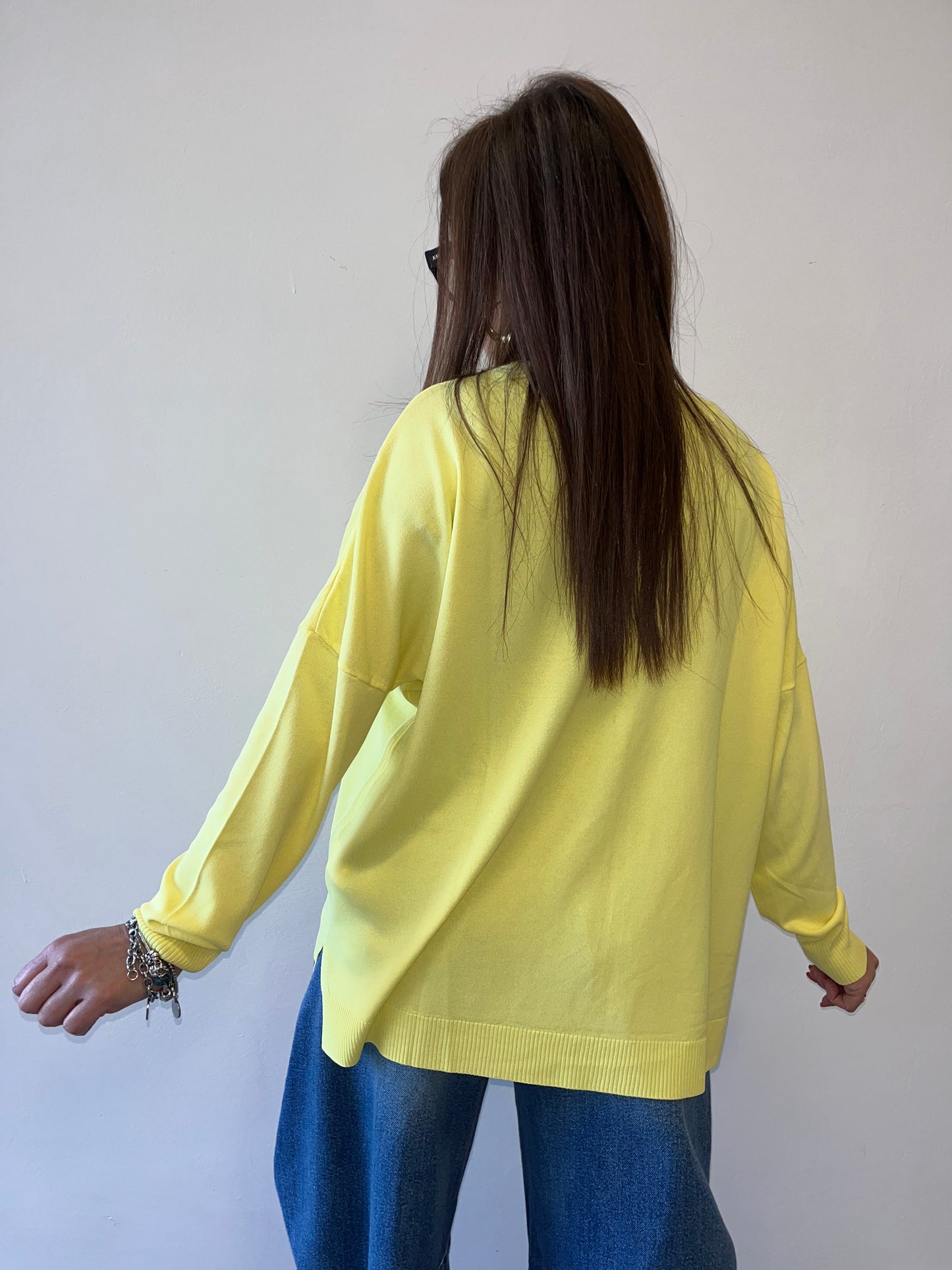 Maglia Giallo in filo scollo V Susy Mix