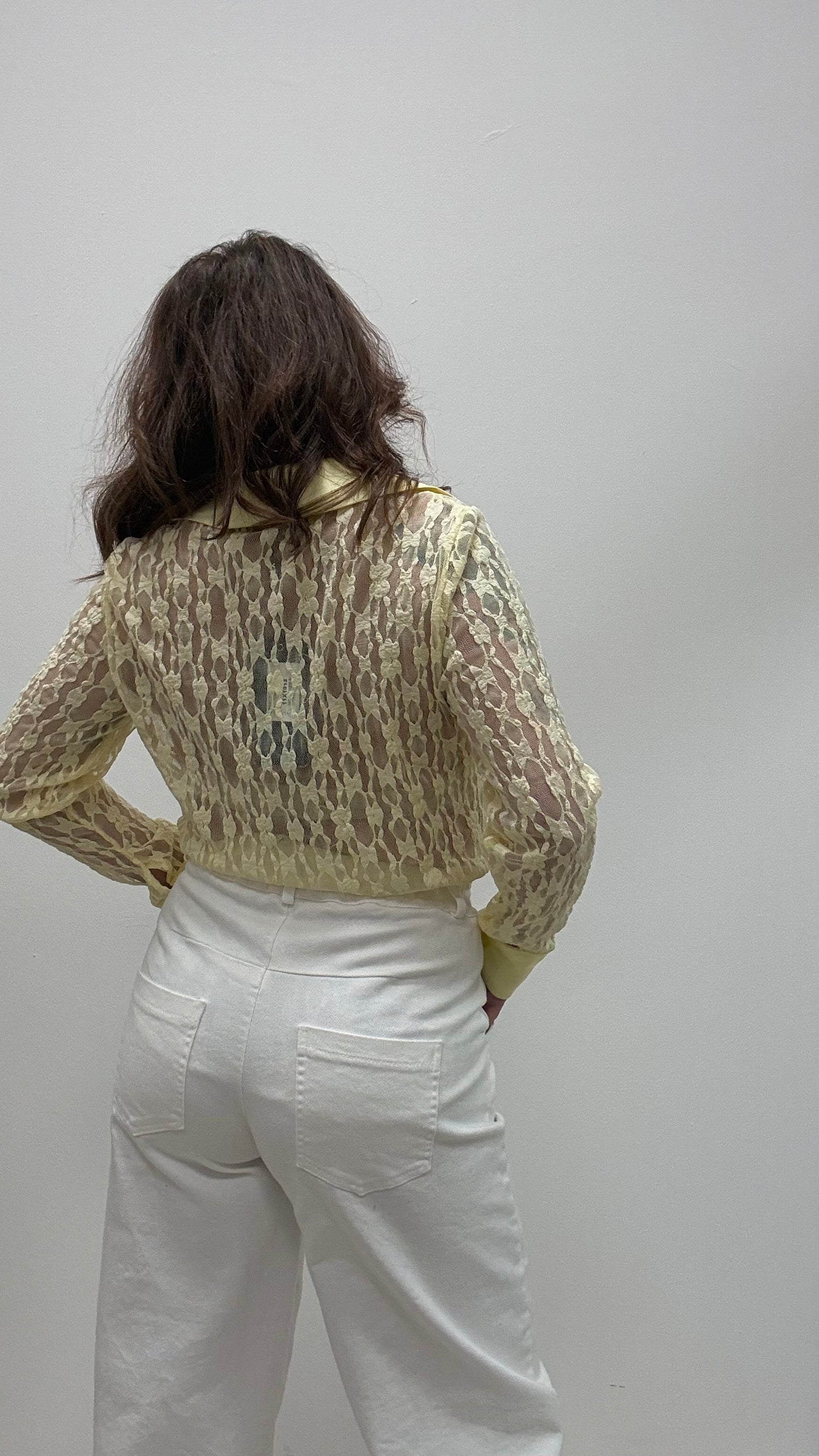 Camicia pizzo e raso Extasy giallo