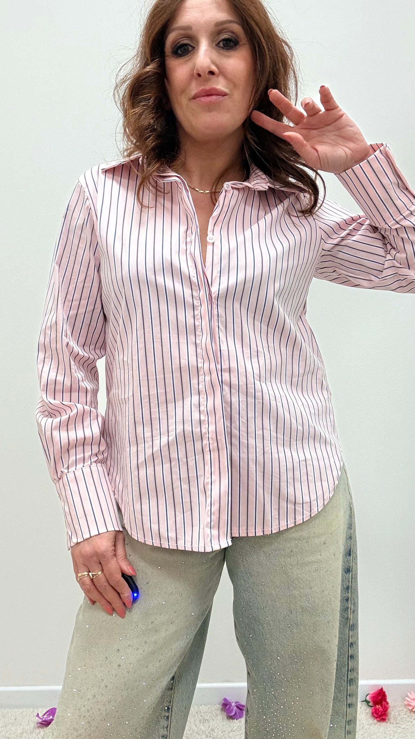 Camicia righe rosa Memoire