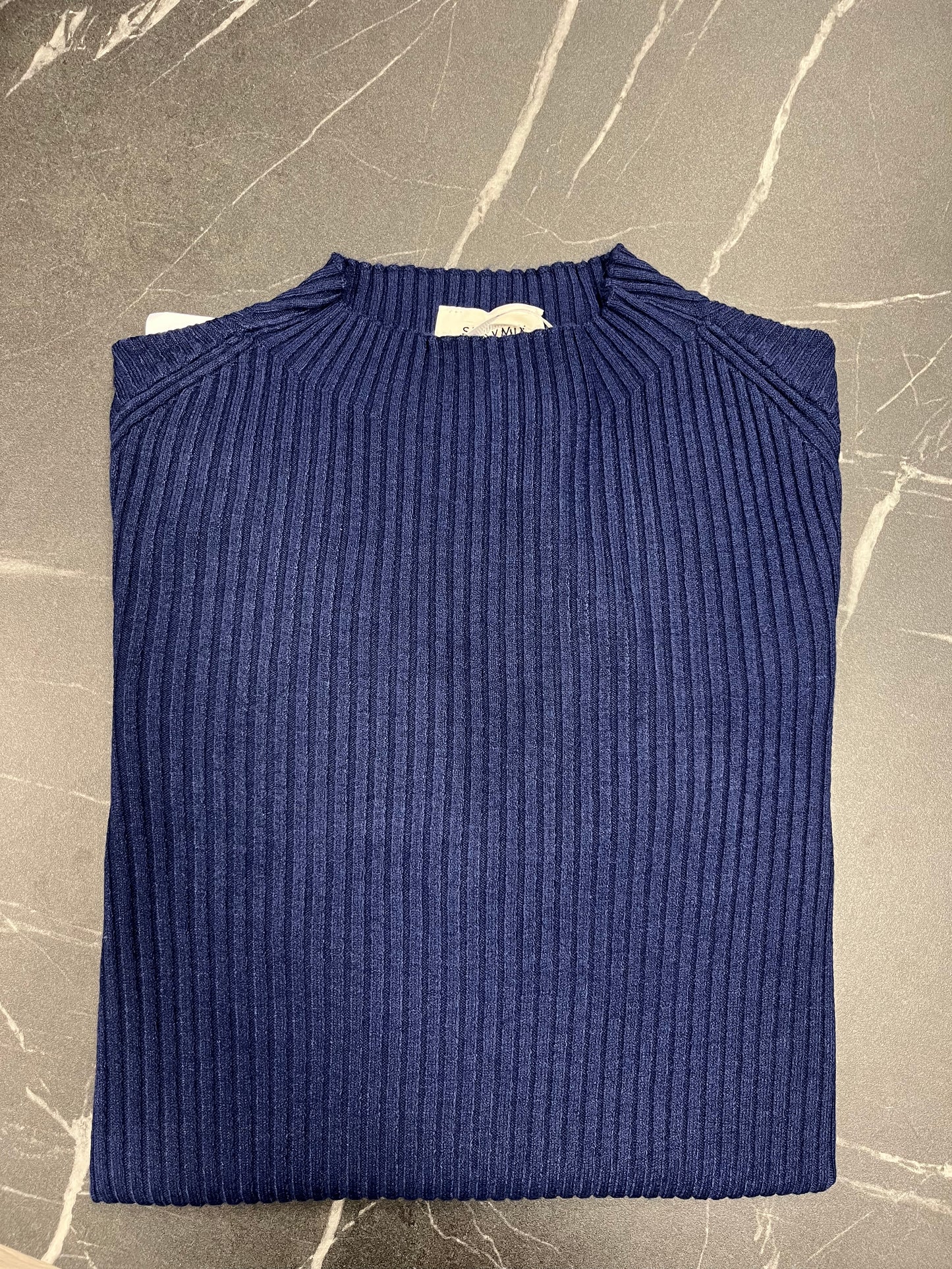 Maglia a Costine con Collo a Lupetto Susy Mix Blu