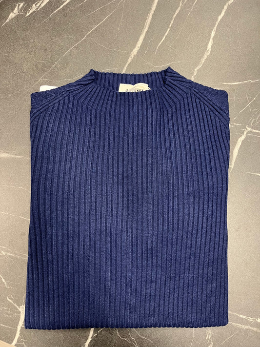 Maglia a Costine con Collo a Lupetto Susy Mix Blu