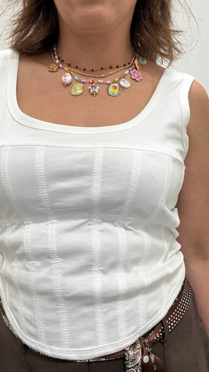 Top canotta bustier Haveone bianco