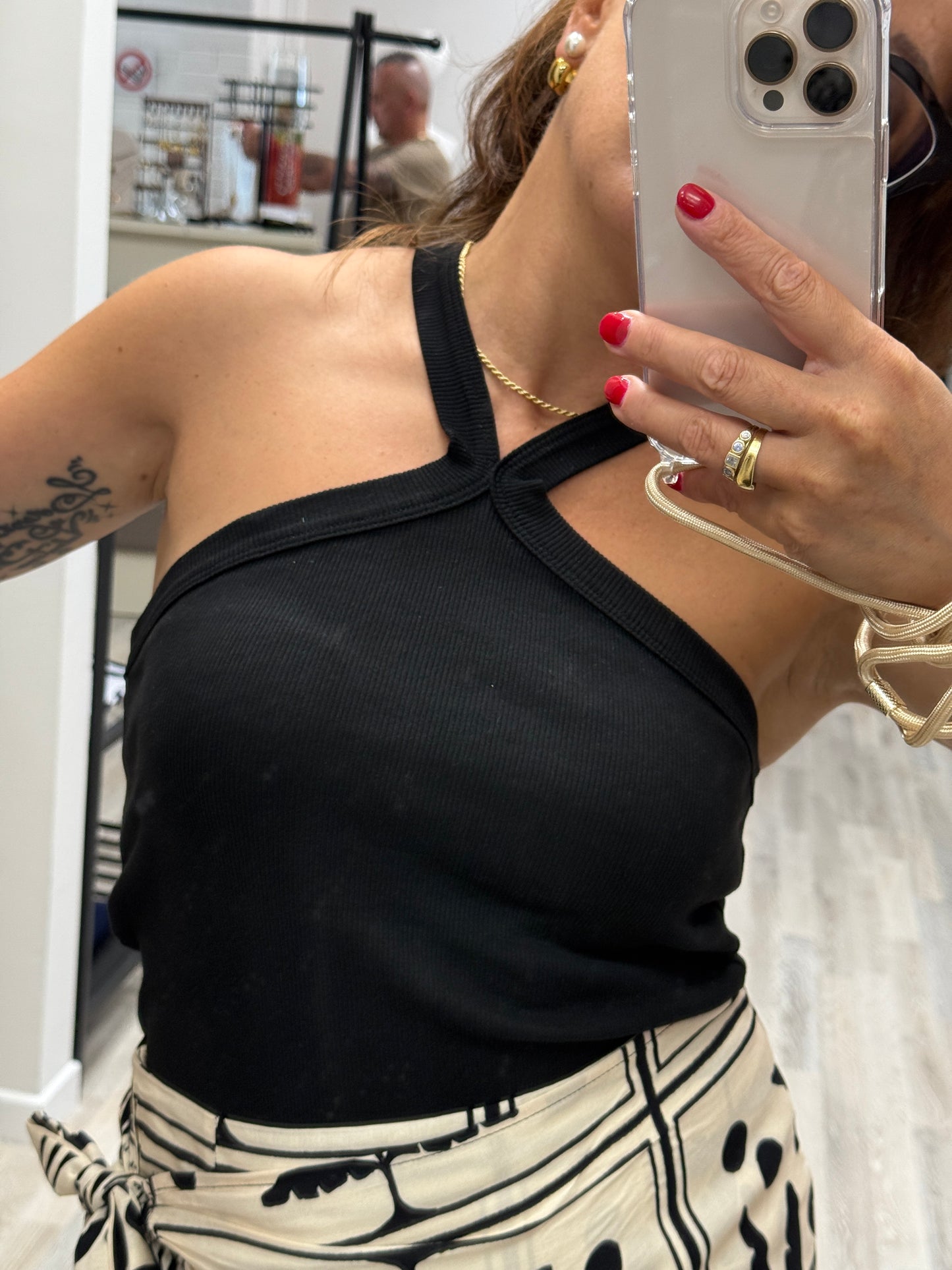 Top fascia incrocio Haveone nero