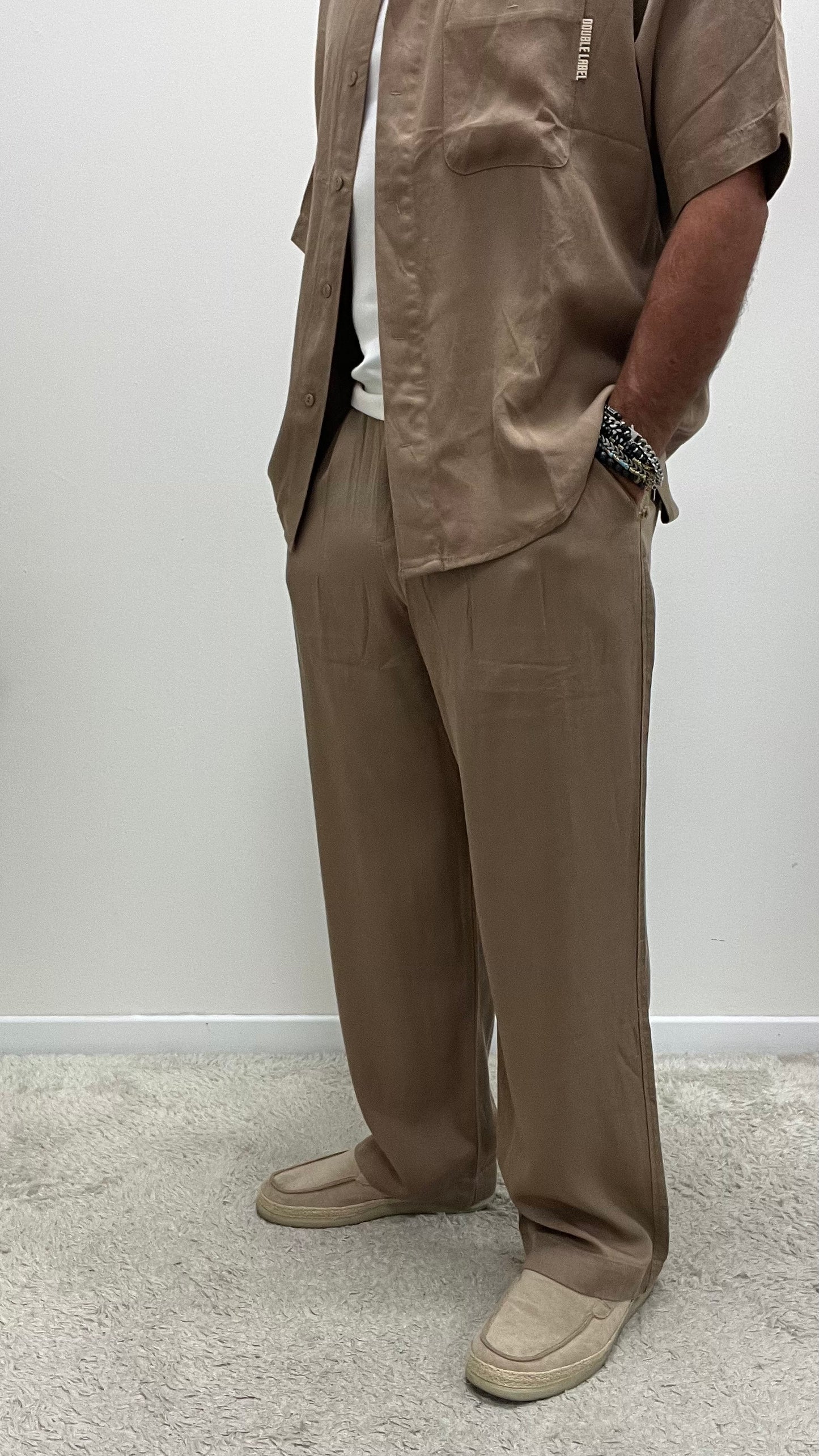 Pantalone Cammello Dritto Double Label