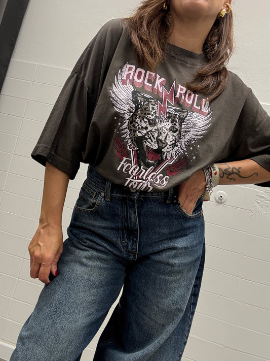 HaveOne T-Shirt Stampa Tigre Rock Moro