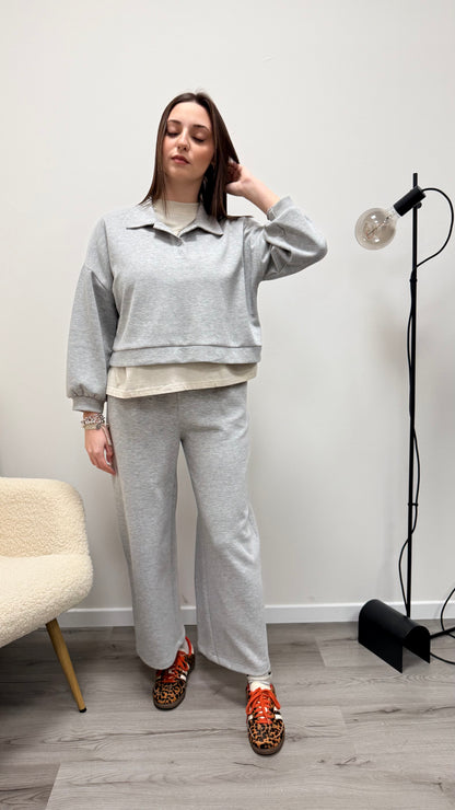 Felpa scuba polo Crop grigio Haveone
