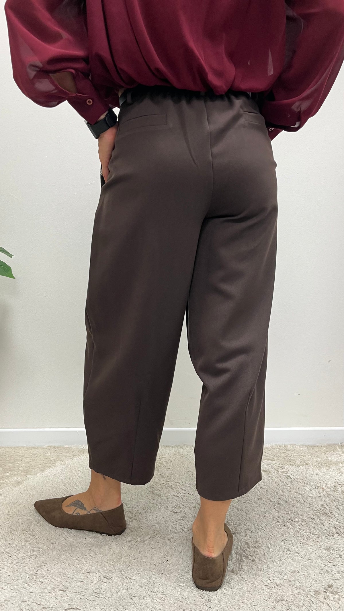 pantalone baloon con cintura extasy moro