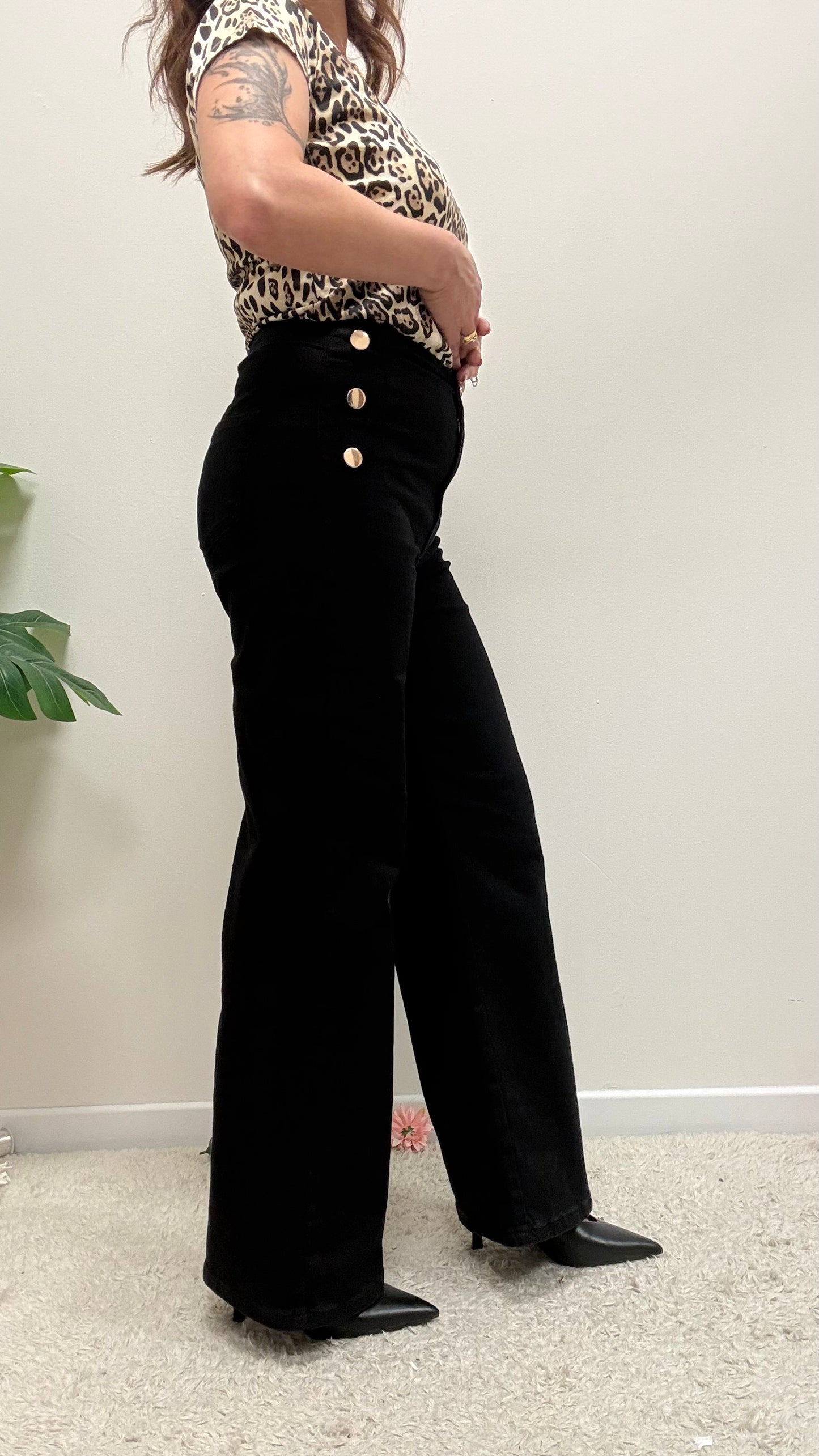 Pantaloni vita alta con bottoni Extasy