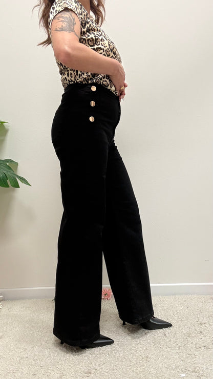 Pantaloni vita alta con bottoni Extasy