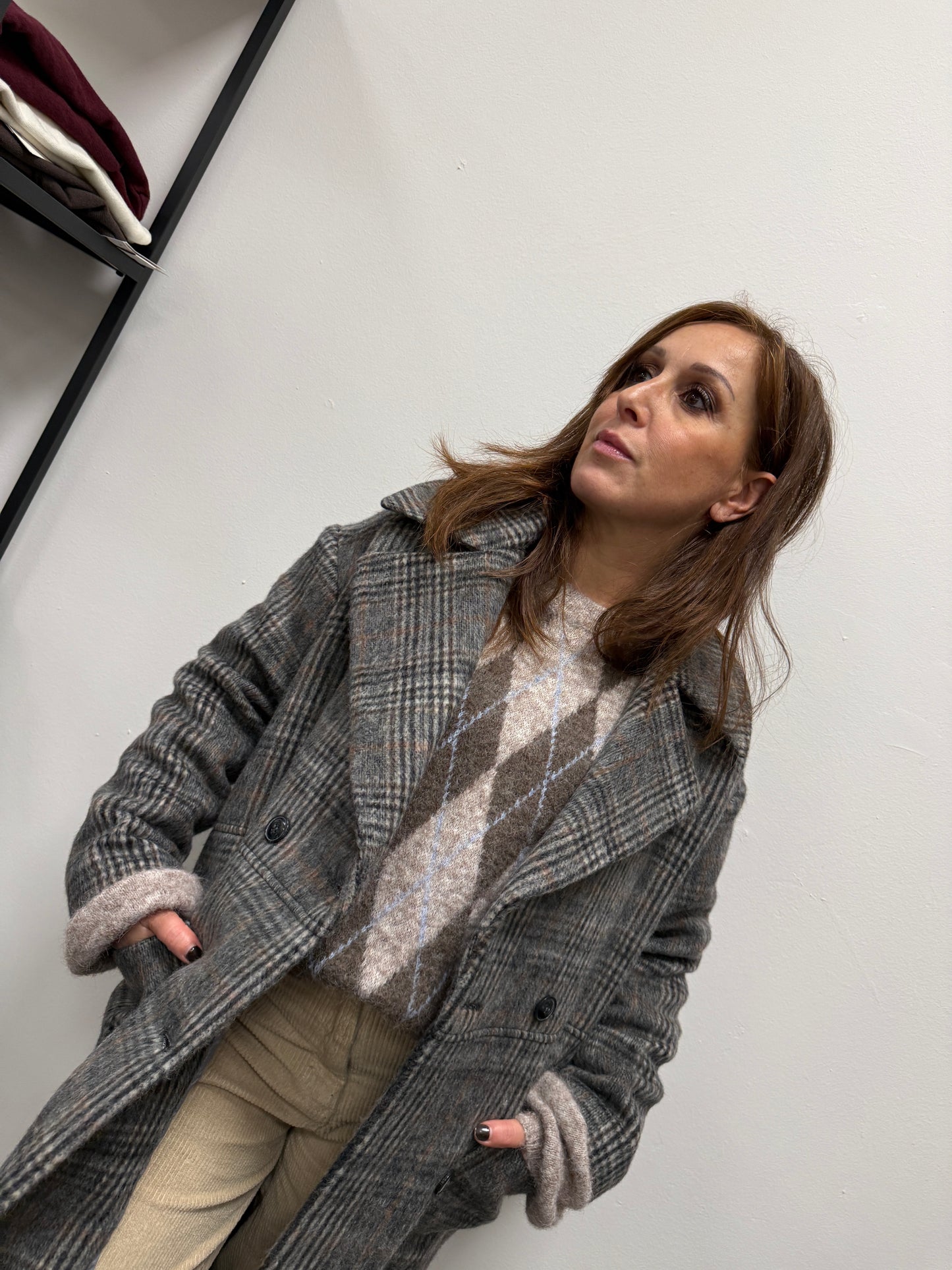 Cappotto Principe di Galles Over Grigio HaveOne