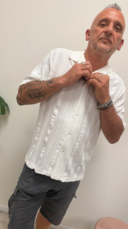 Camicia Traforata Lavorata Bianca Imperial