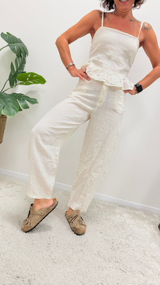 Pantalone Baloon Burro in 100% Lino Susy Mix Art.12402