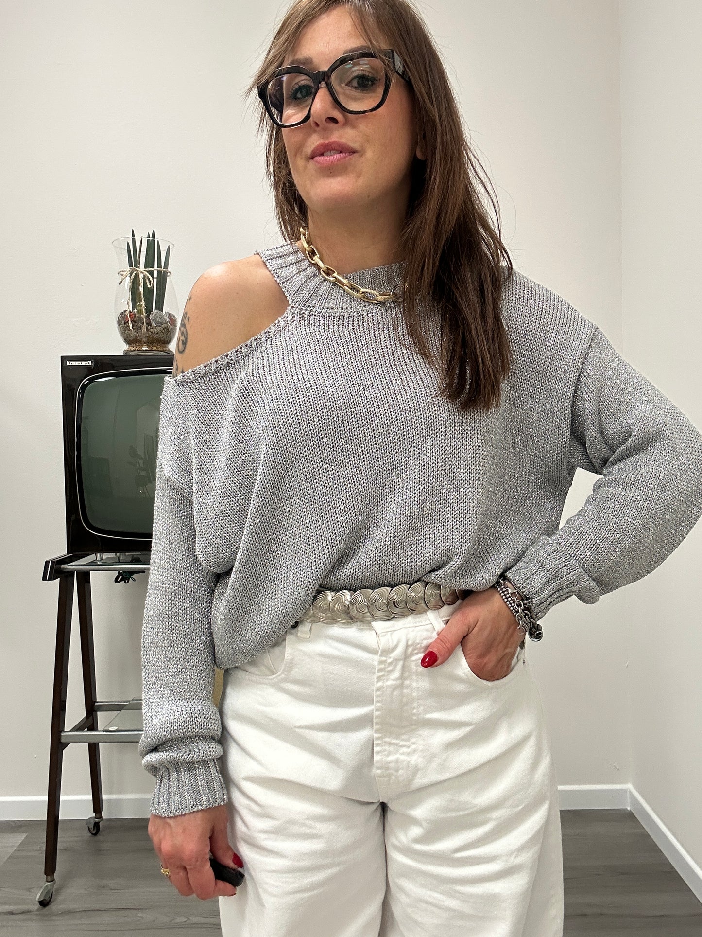 Susy mix maglia cut out Silver