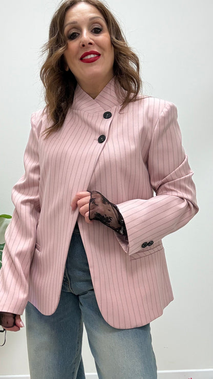 Giacca chiusura coreana Gessata Rosa Haveone