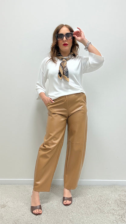 Pantaloni ovetto ecopelle cammello Imperial