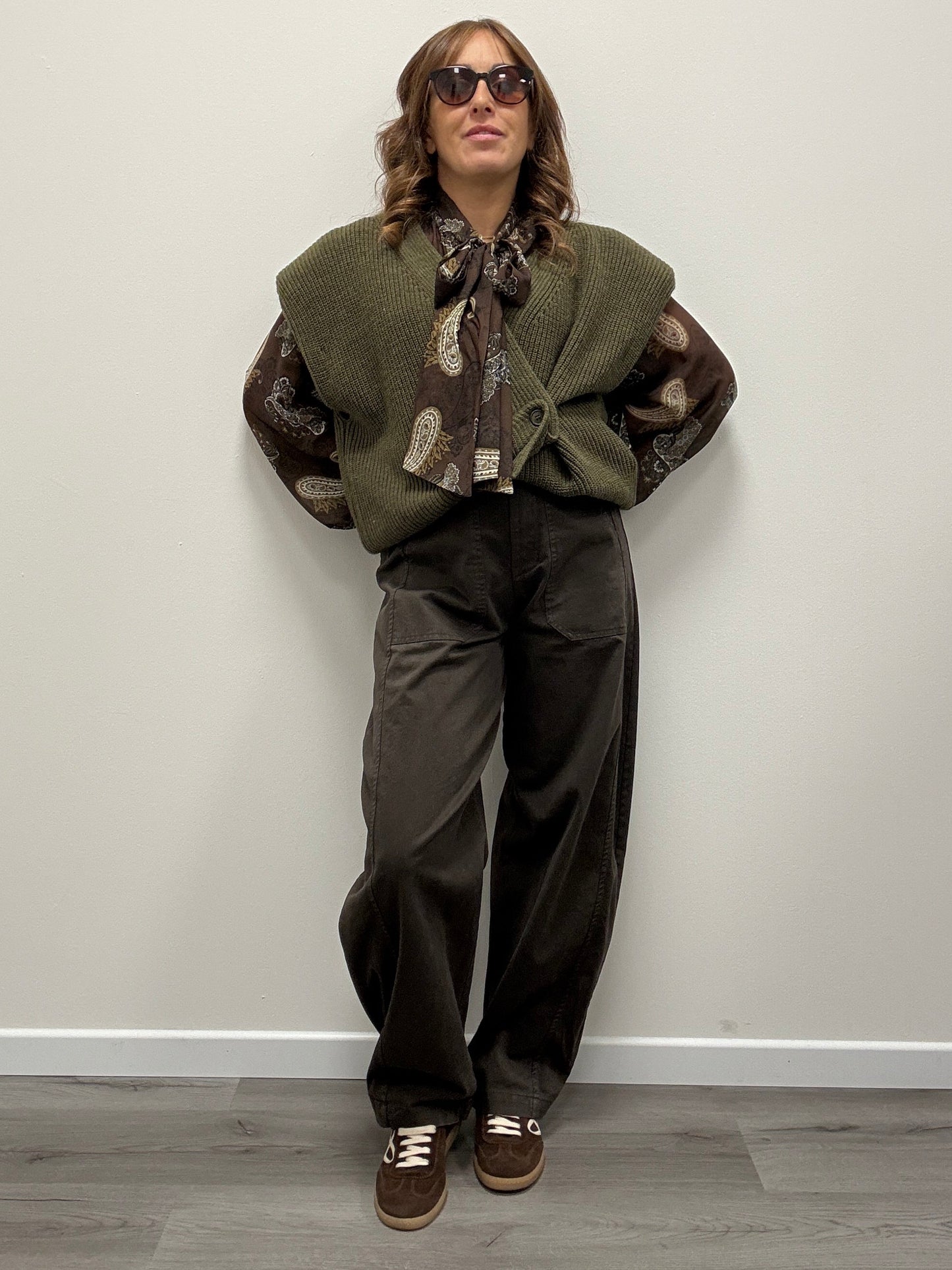 Pantaloni ovetto con cintura moro Susy Mix