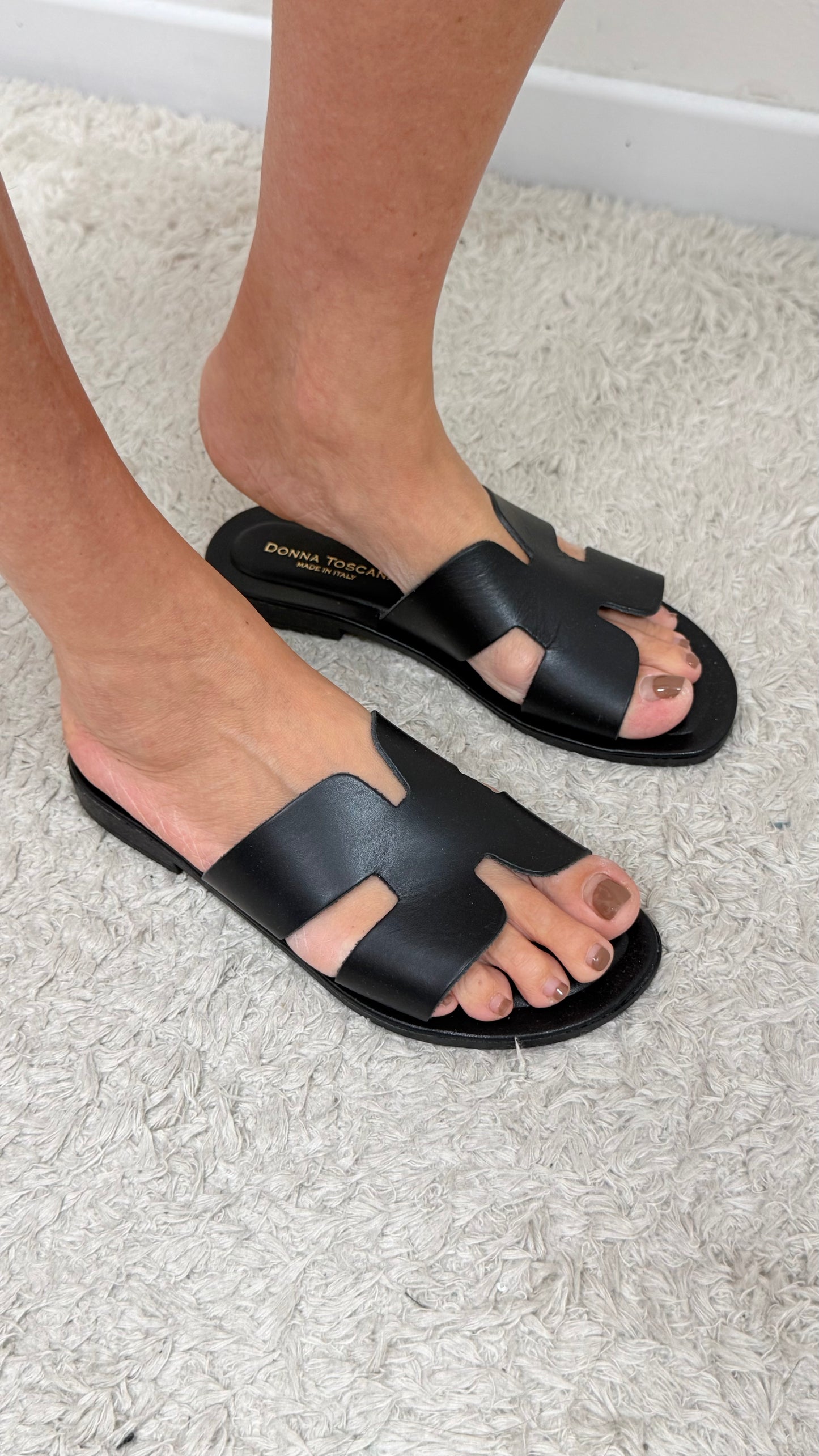 Ciabatta pelle Donna Toscana nero