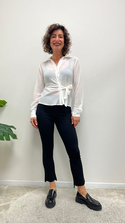 Camicia in georgette con nodo Extasy bianca