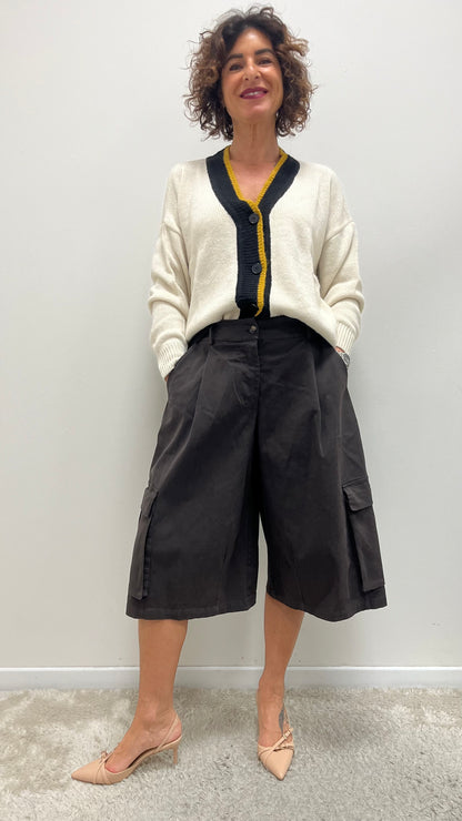 Cardigan donna burro con maxi tigre ricamata sulla schiena My-d