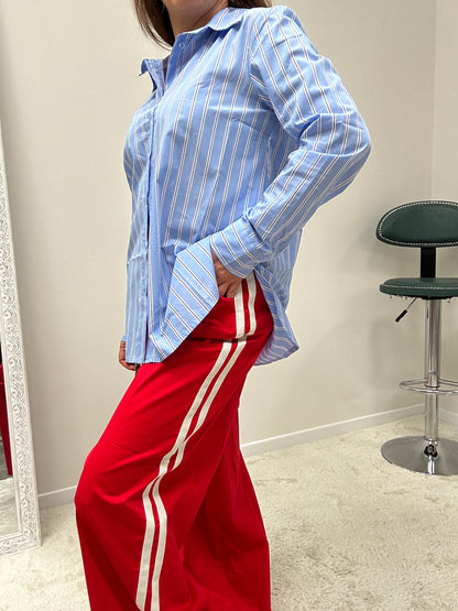 Susy Mix Pantalone Palazzo rosso con Banda Laterale