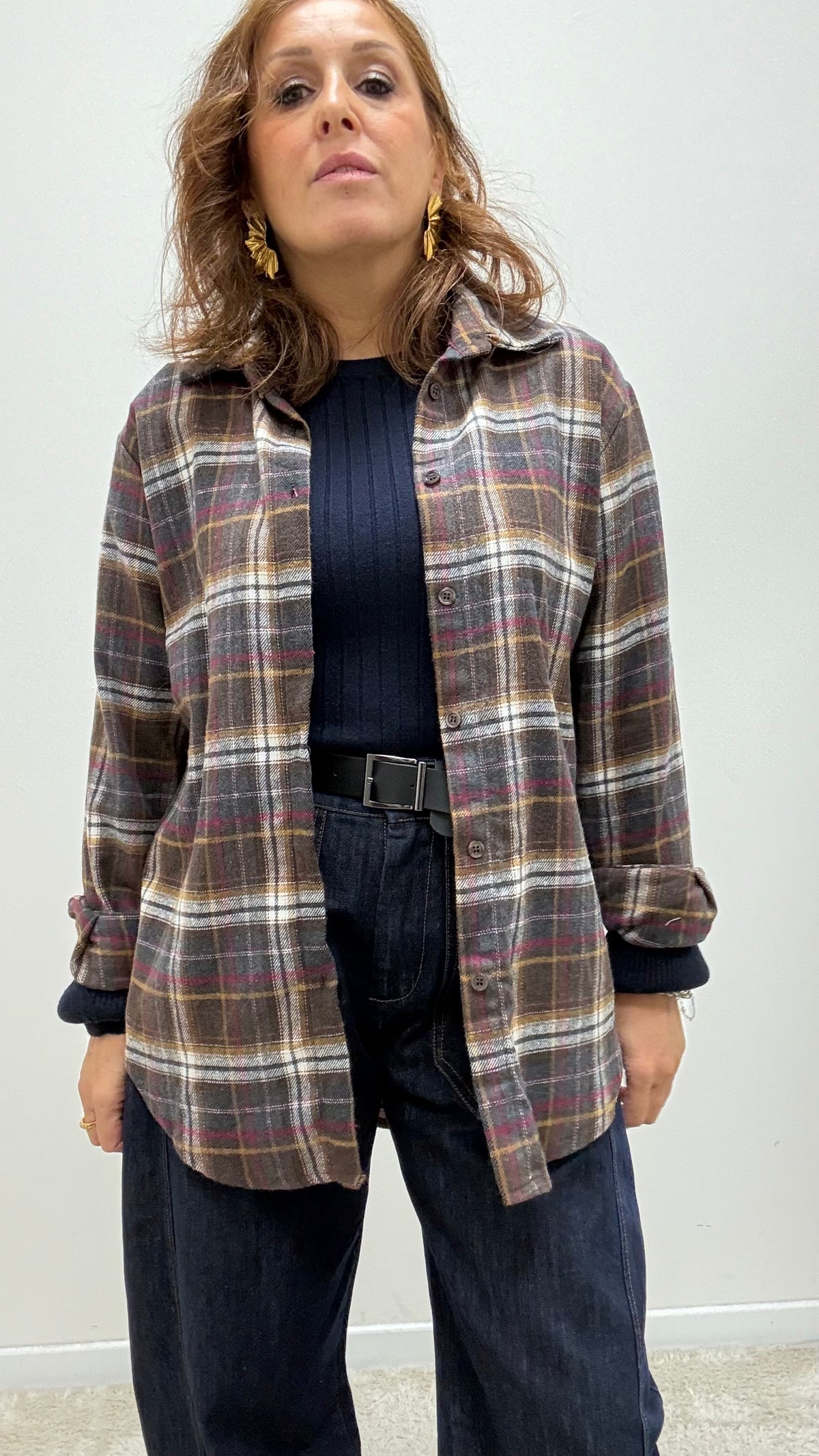 Camicia check moro e bordeaux Memoire