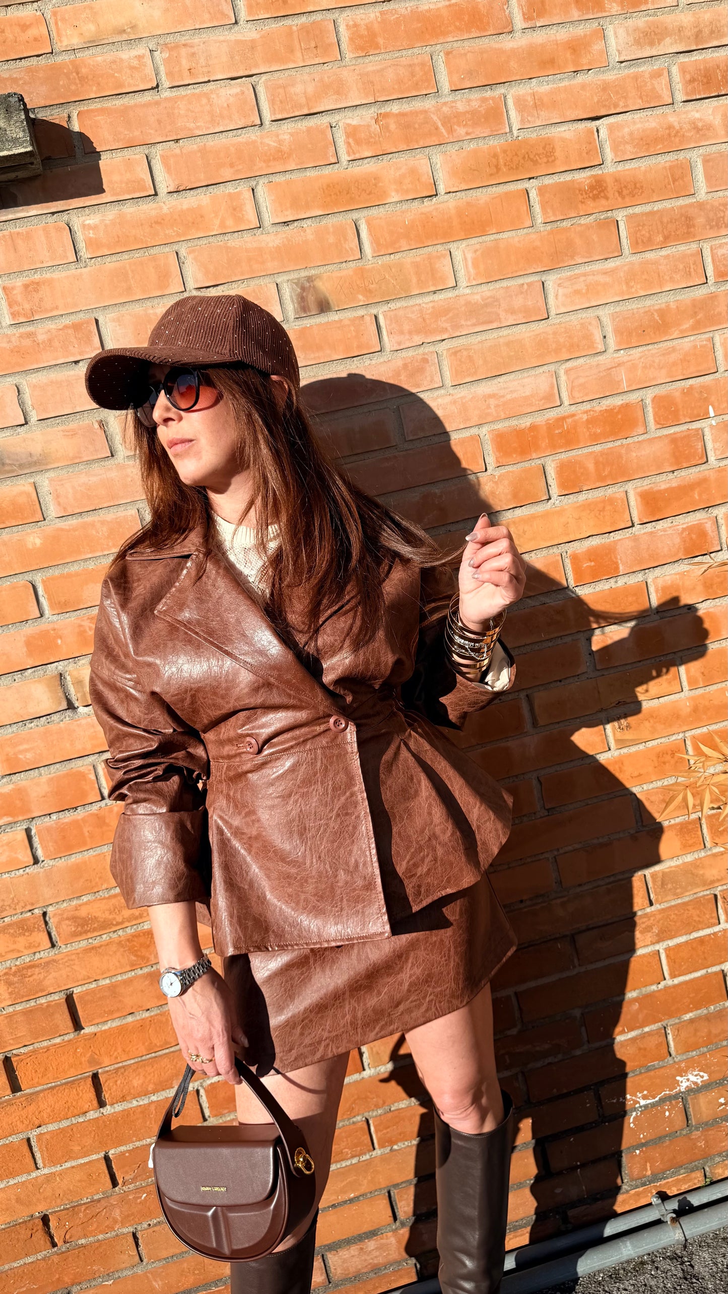 Giacca corsetto ecopelle martellata avvitata Haveone