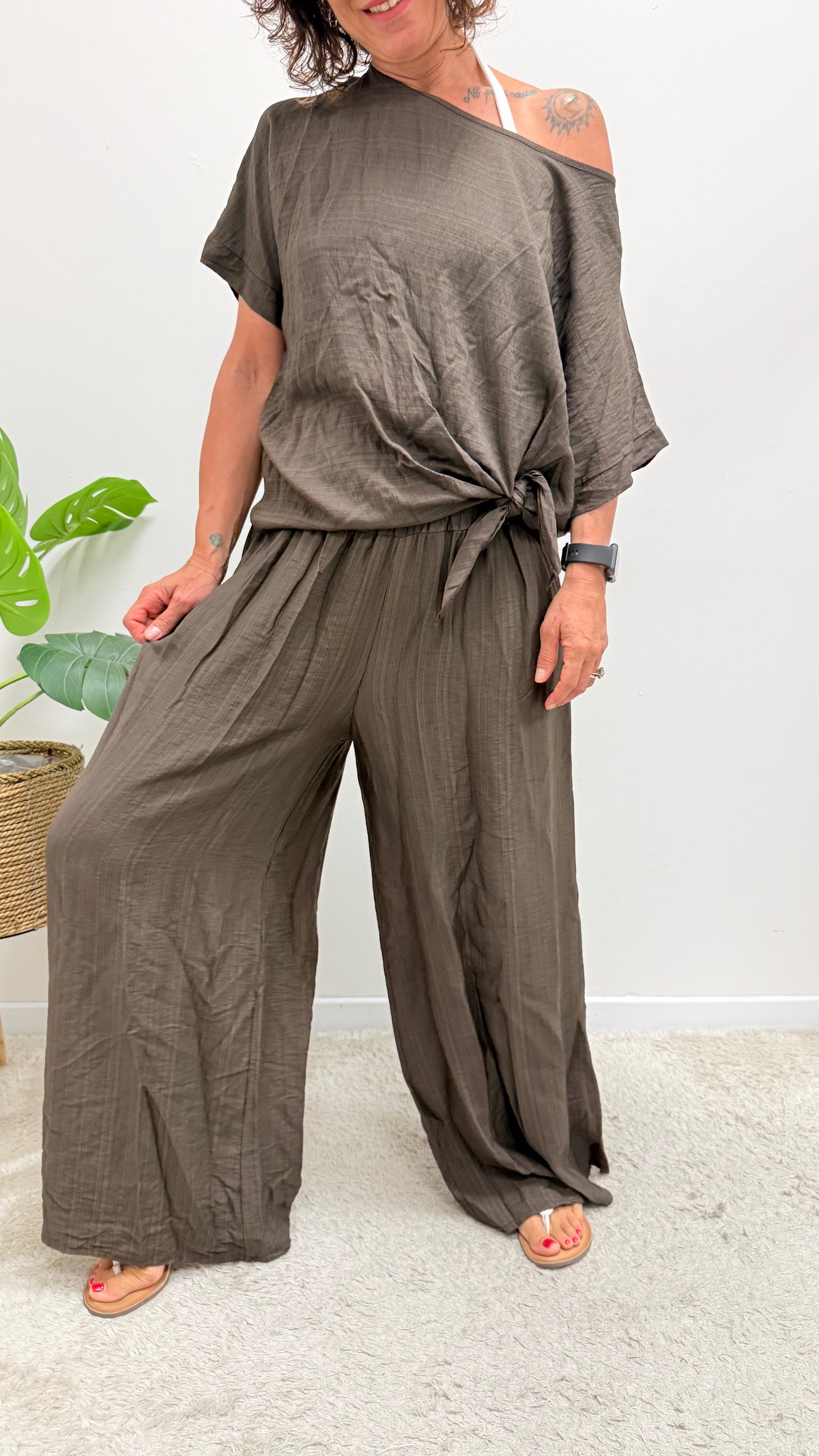 Pantaloni palazzo Extasy moro