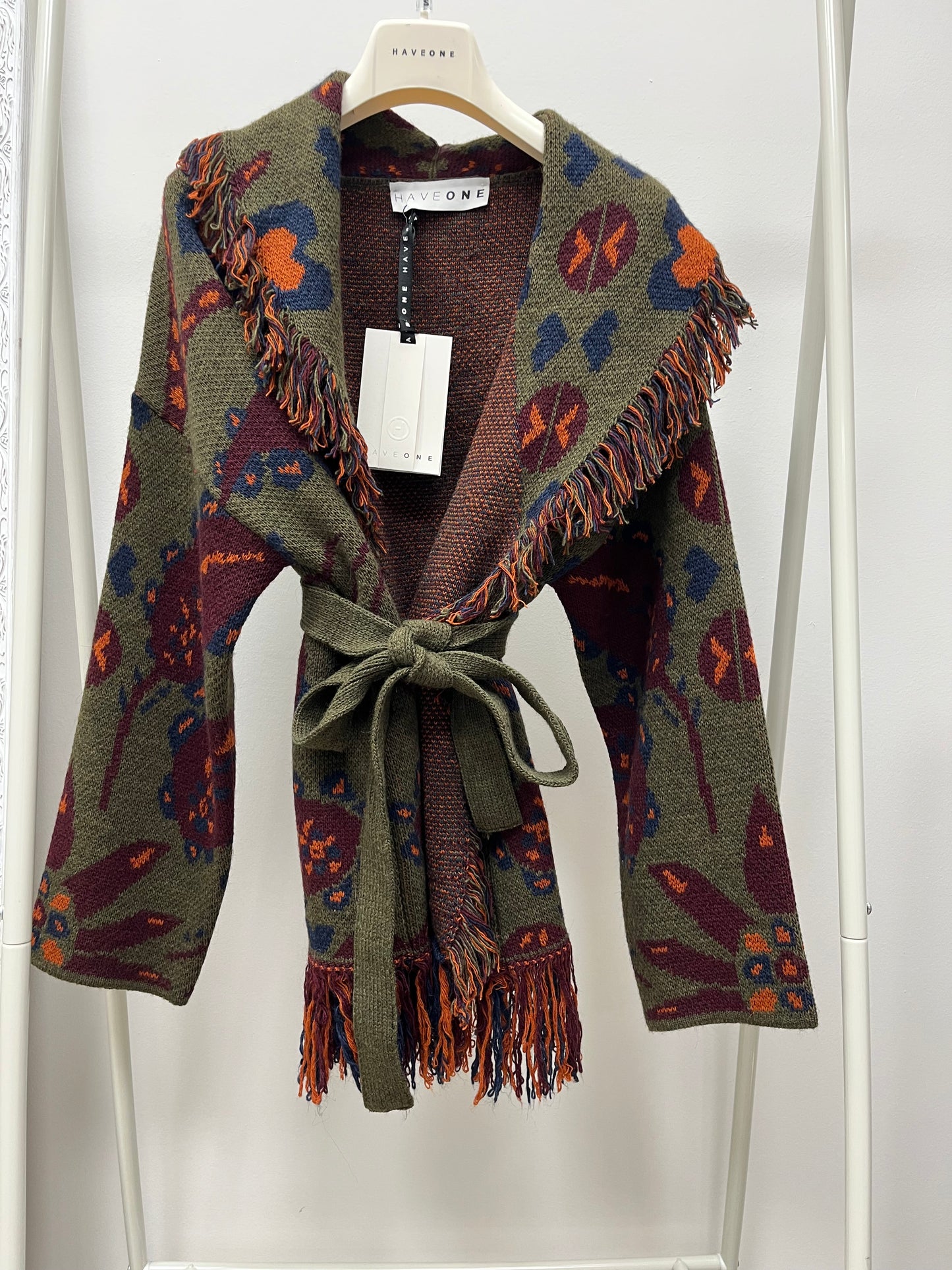 HaveOne Cardigan Collo Sciallato Verde Militare