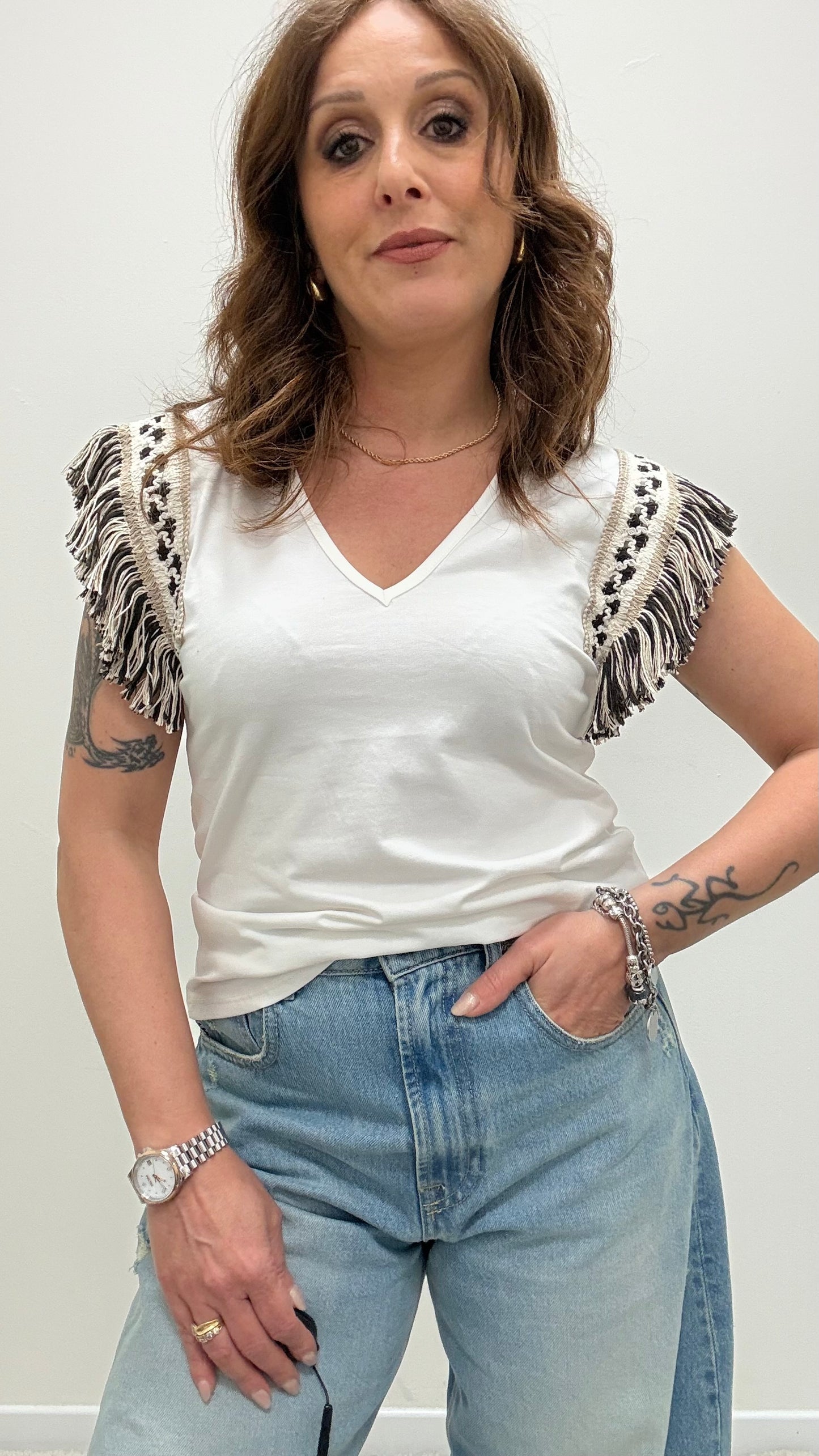 T-shirt con frange Susy Mix