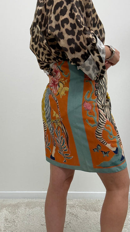 Gonna pareo corta zebra arancio Haveone art. GVS-Q224