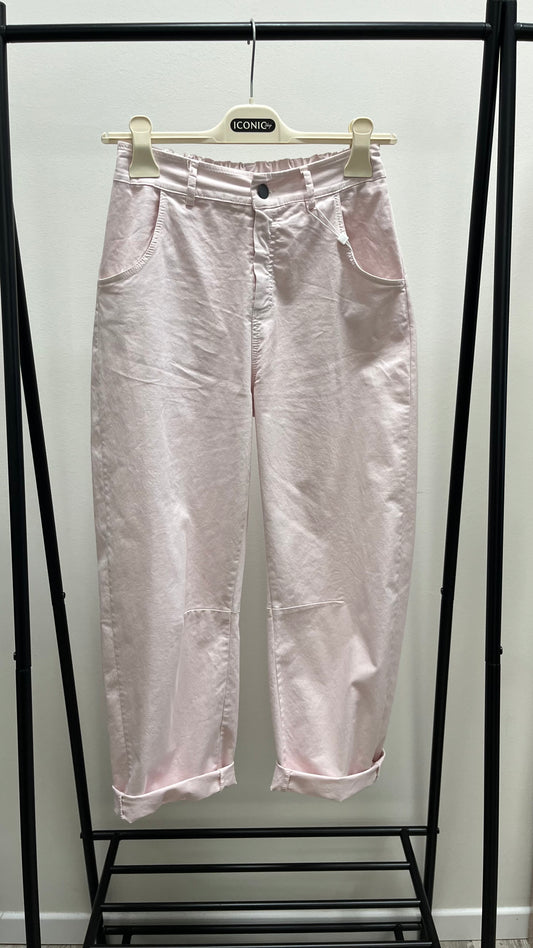 Jeans ovetto elastico in vita Motel rosa