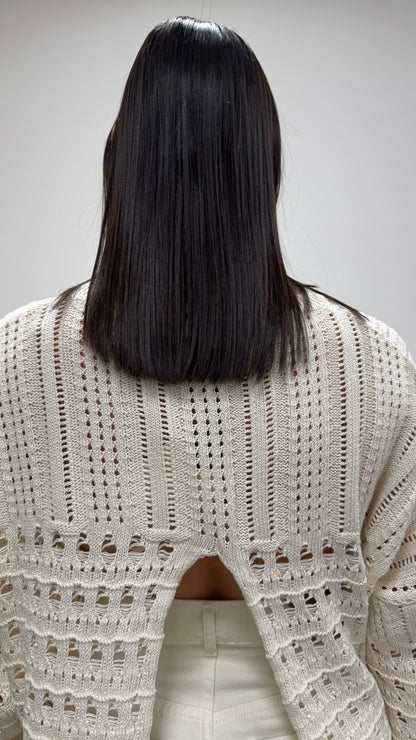 Maglia paricollo traforata con spacchetto dietro  Haveone