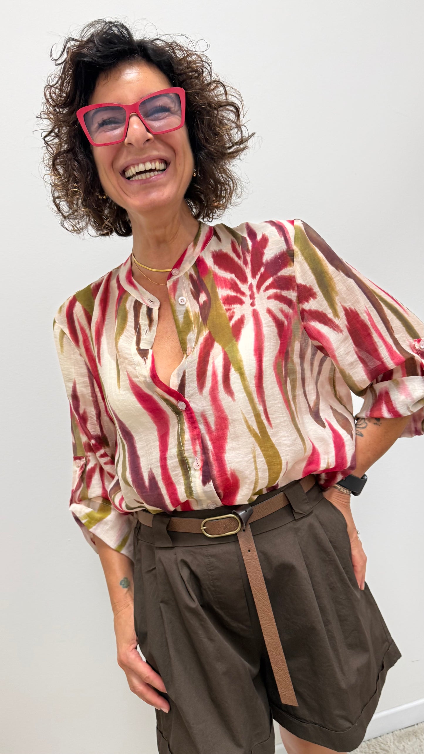 Camicia palme fucsia e verde HaveOne