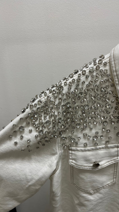 Camicia over con strass Bianca Susy Mix