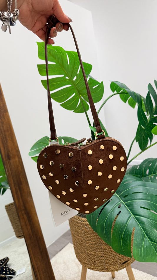 Borsa cuore borchie oro moro Memoire