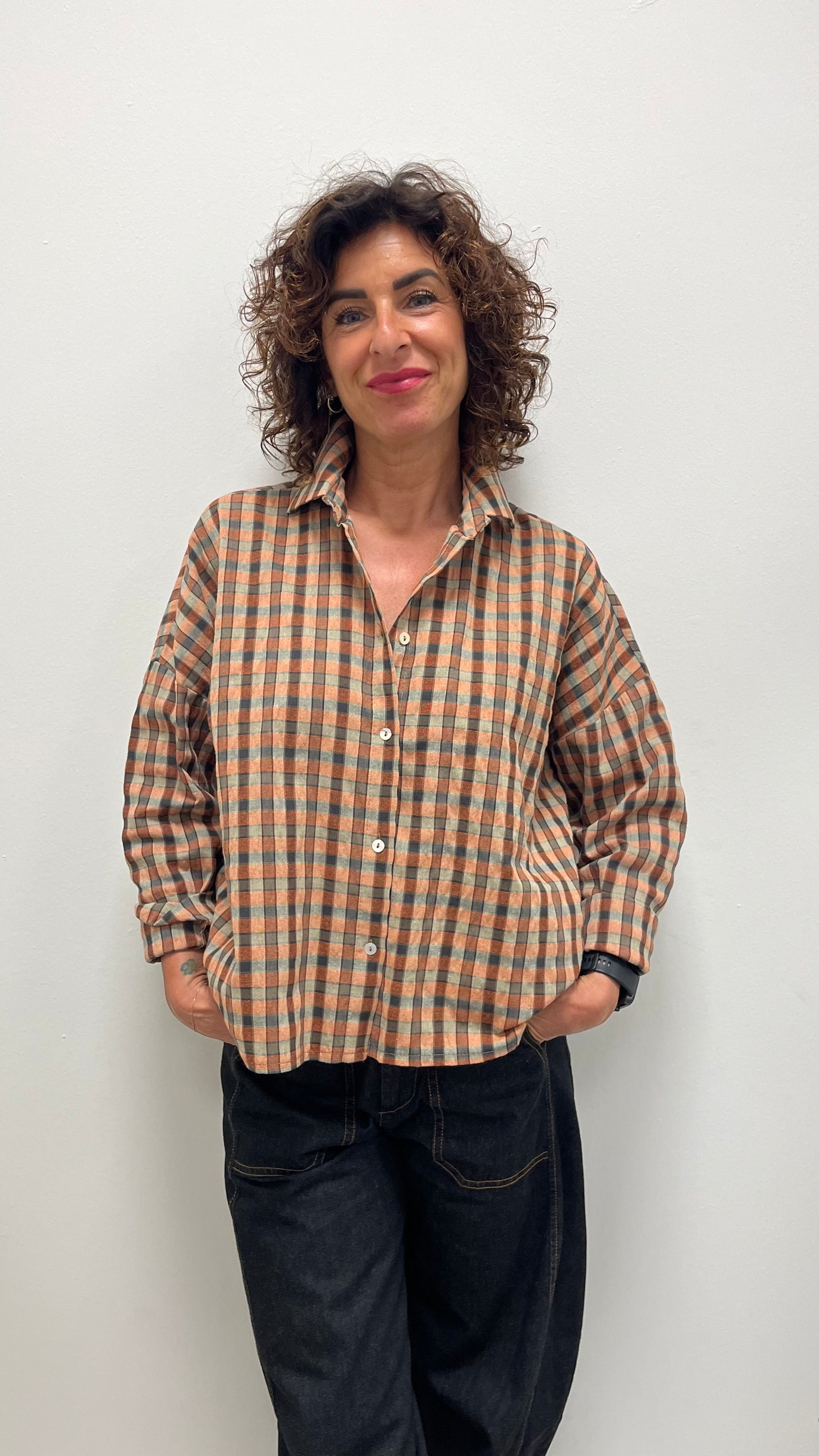Camicia Over Quadri Coccio HaveOne CNO-R060