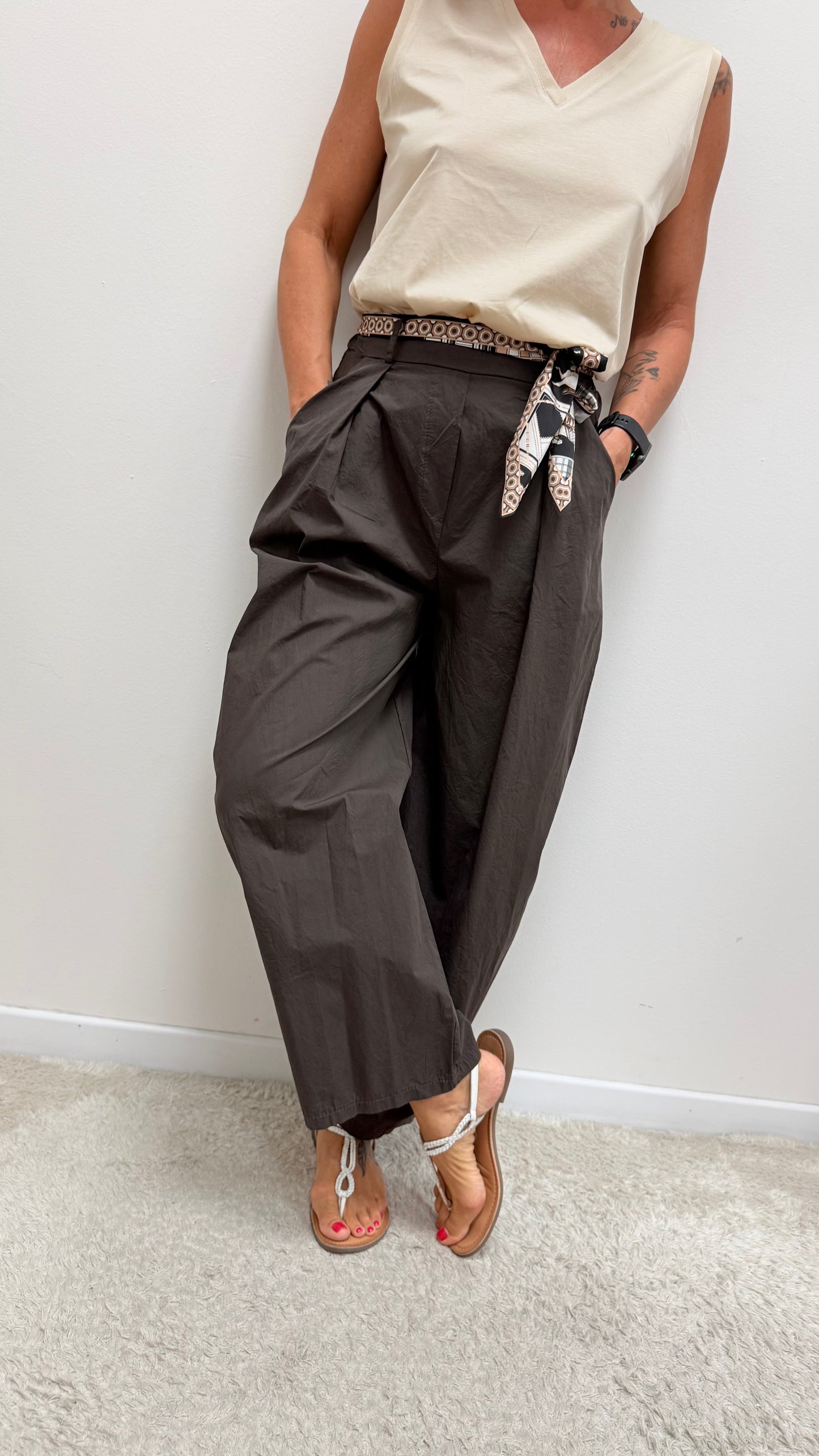 Pantalone balloon cotone Extasy moro