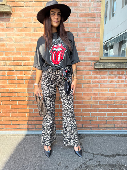 HaveOne T-Shirt Over con Stampa Rock e Roll Grigia