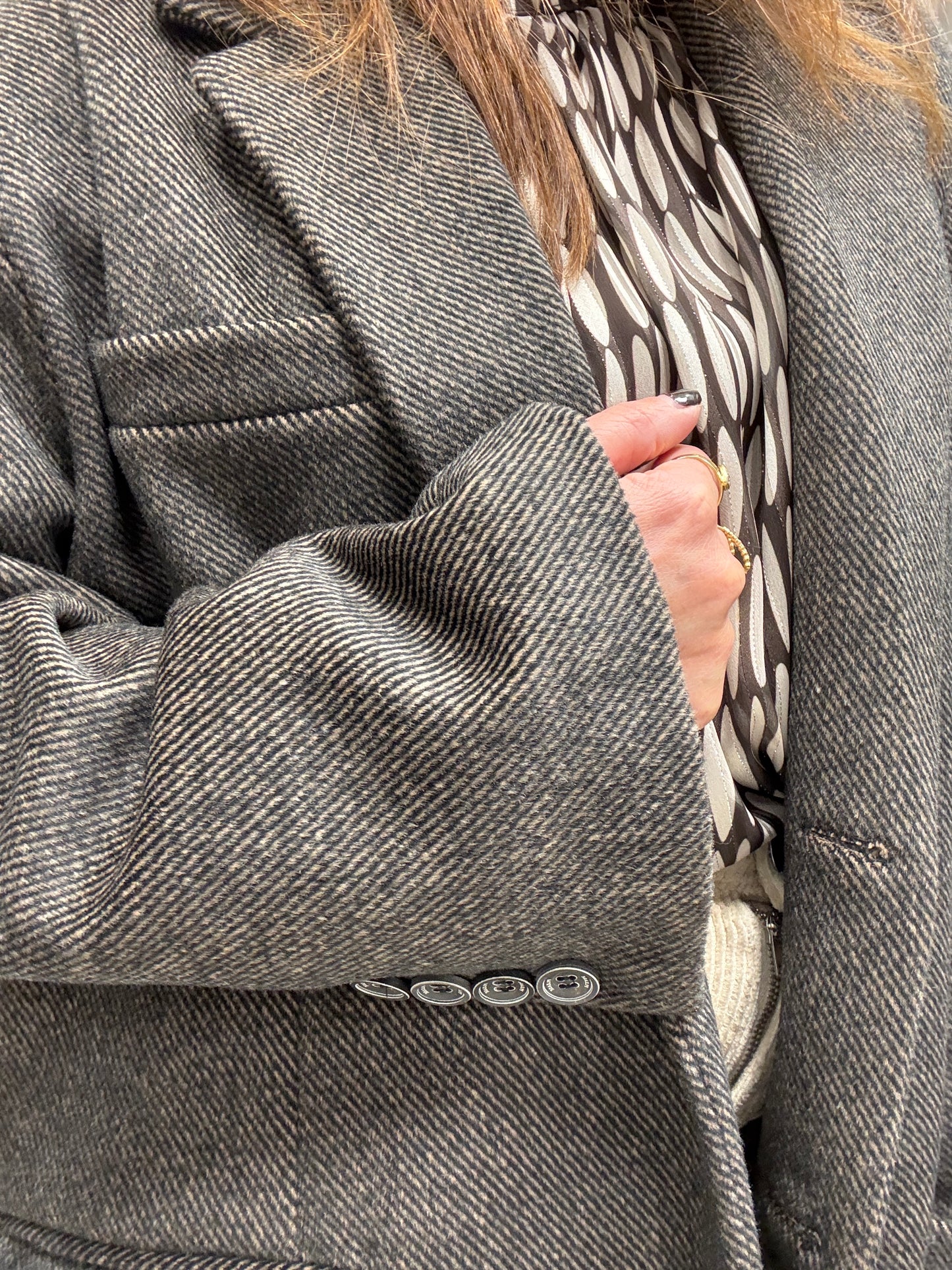 Giacca cappotto over spigata moro con spacchetti