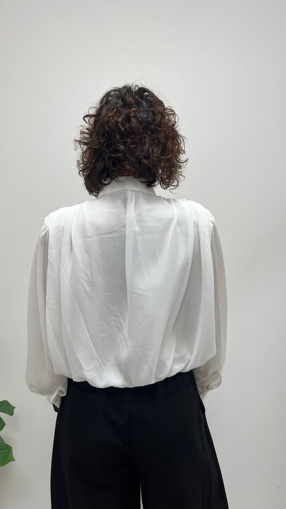 Camicia crop con spalline arricciate Extasy bianco