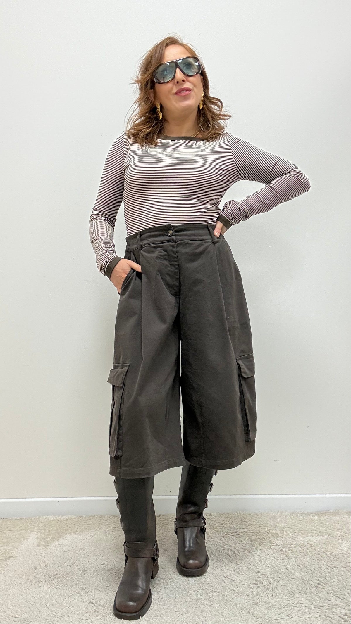 Maglia righe viscosa leggera Memoire moro